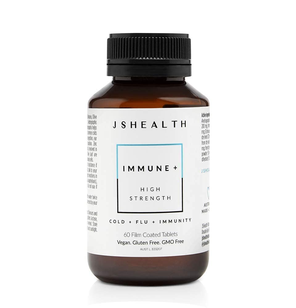 JSHealth Immune + Immunity Booster Supplement with Zinc Vitamin C Echinacea and Olive Leaf Antioxidants 60 Tablets