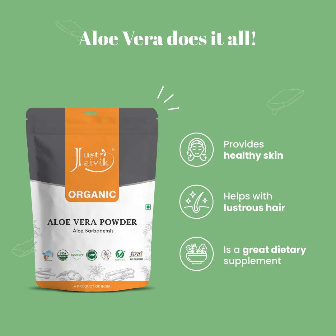 Just Jaivik 100% Organic Aloe Vera Powder 8 Ounce