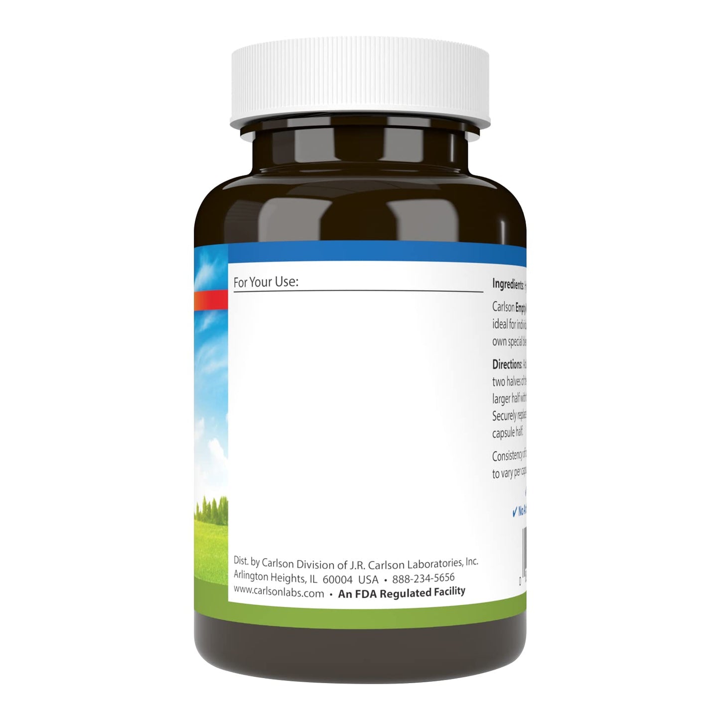 Carlson Empty Vegetarian #1 Medium-Small Capsules, 200 Capsules