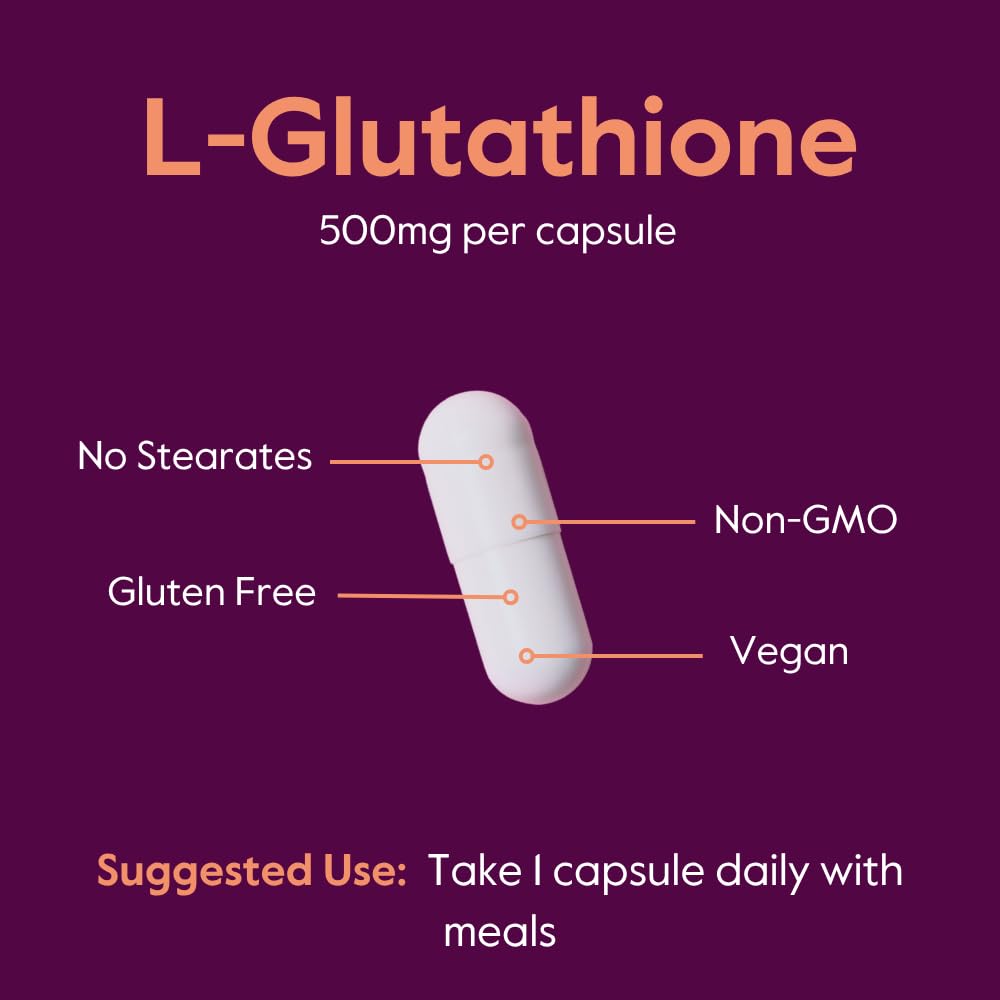 BESTVITE L-Glutathione 500mg Vegetarian Capsules, 60 Capsules