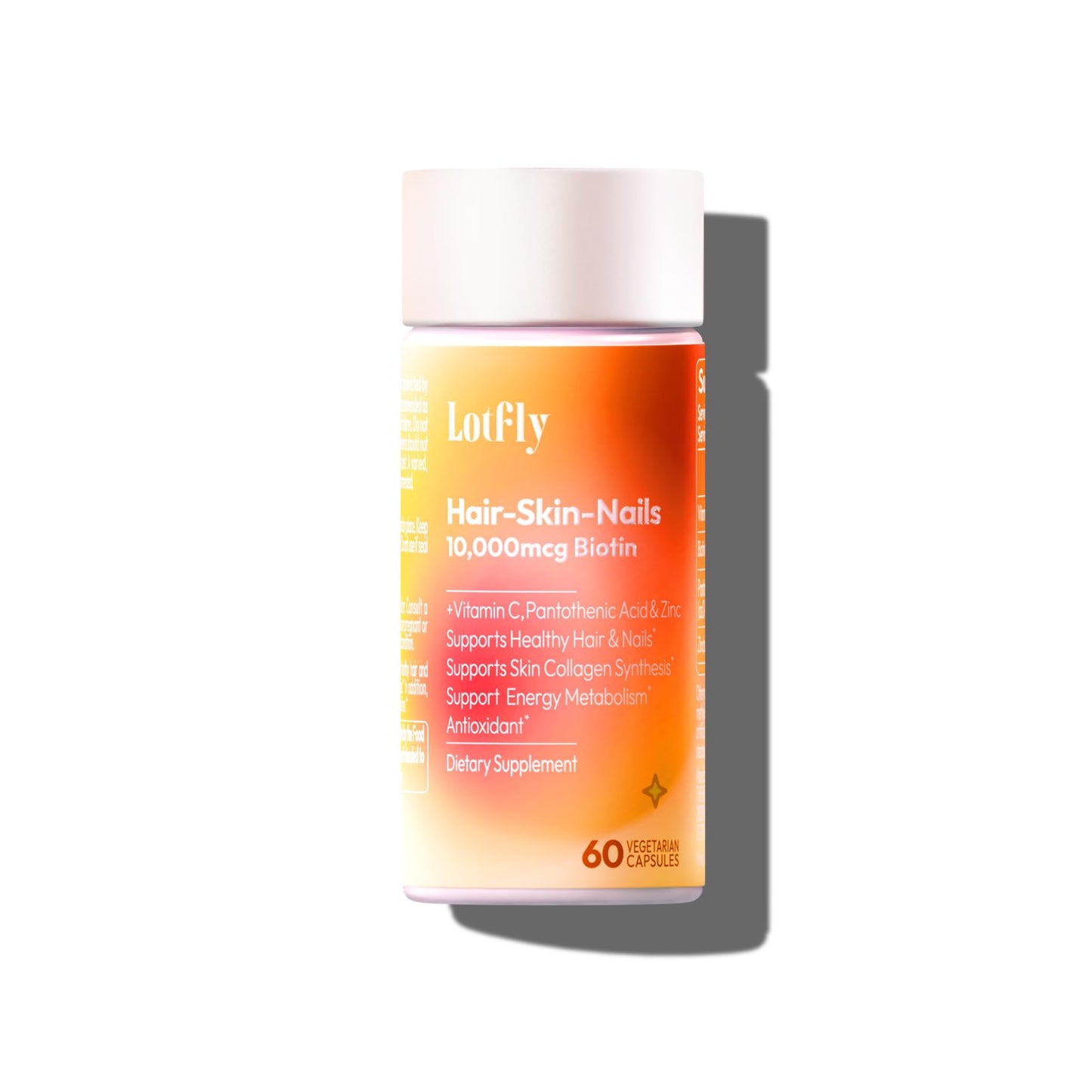 LOTFLY Biotin 10000 mcg with Zinc, Vitamin C & Calcium Pantothenate Capsules, 60 Count