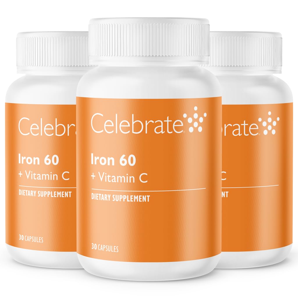 Celebrate Bariatric Supplements Bariatric Iron with Vitamin C, 60mg Iron, 90 Capsules