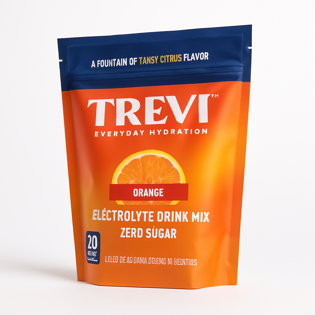 TREVI Electrolyte Powder Packets, Sugar Free Orange, 20 Pack
