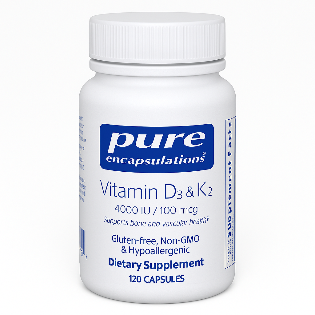 Pure Encapsulations Vitamin D3 & K2 Capsules, 120 Count