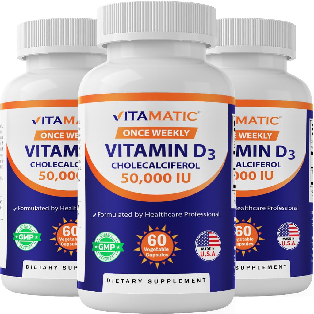 Vitamatic Vitamin D3 50,000 IU (as Cholecalciferol) Capsules, 180 Capsules