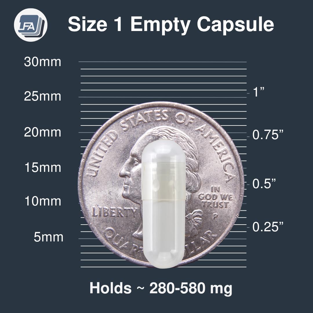 LFA Tablet Presses Empty Capsules Size 1 - Clear Vegan Hypromellose (HPMC), 500 Count