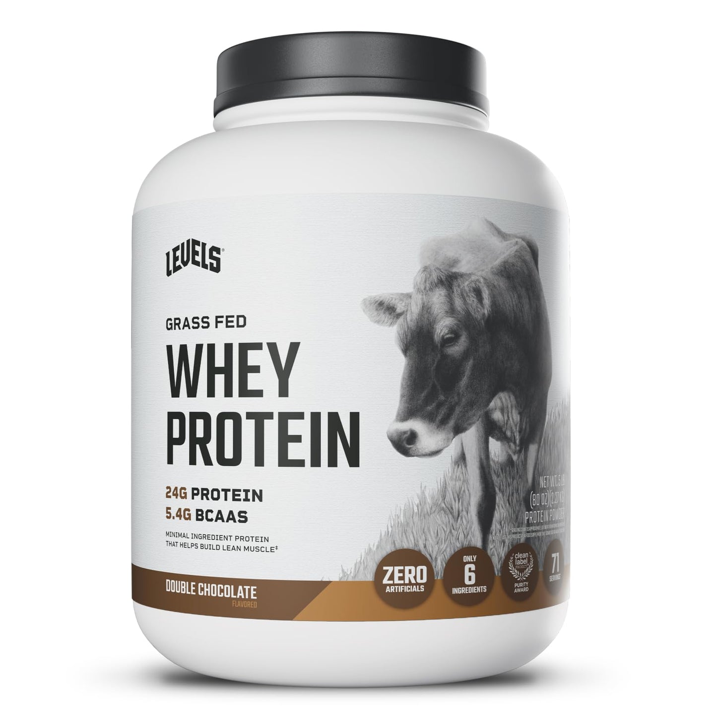 Levels Nutrition Grass Fed Whey Protein Powder Double Chocolate, 80 Servings