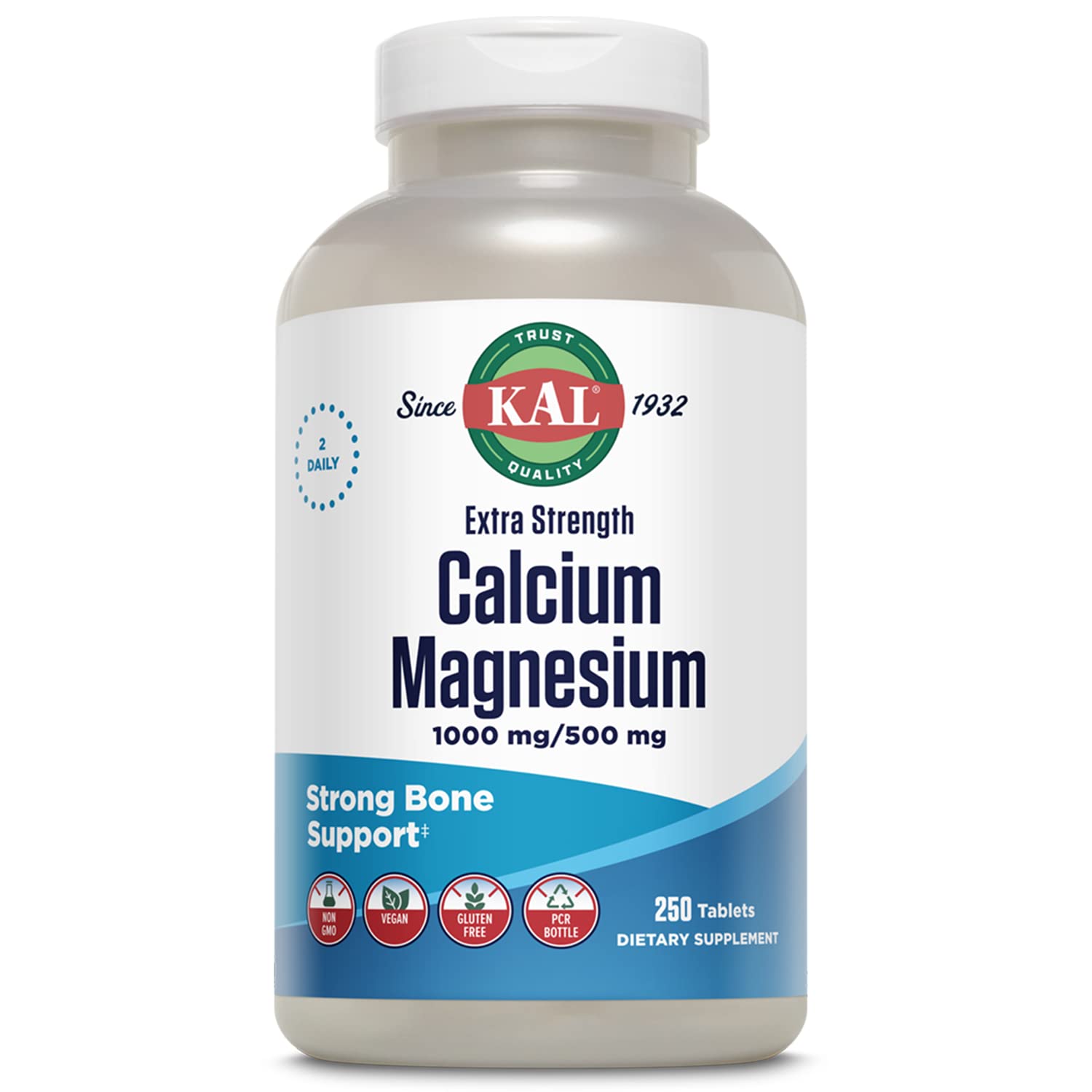 KAL Extra Strength Calcium Magnesium Tablets 250 Count