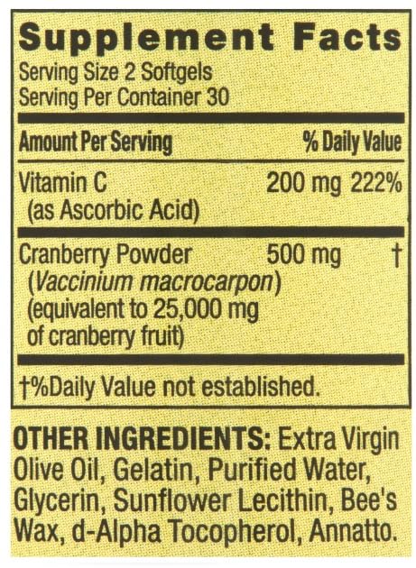 Spring Valley Cranberry Dietary Supplement Softgels 60 Count