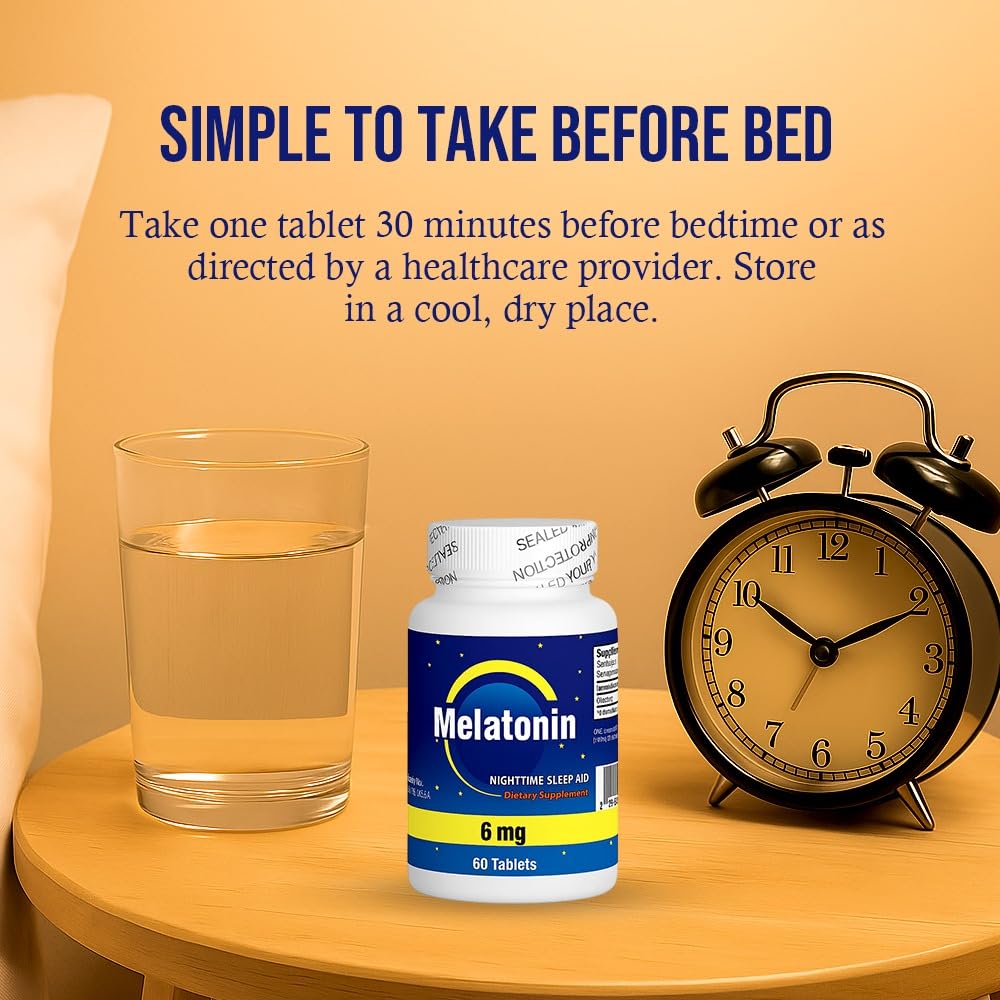 NCB NCB TECHNOLOGY Melatonin 6mg Fast Acting Natural Sleep Support, 60 Tablets