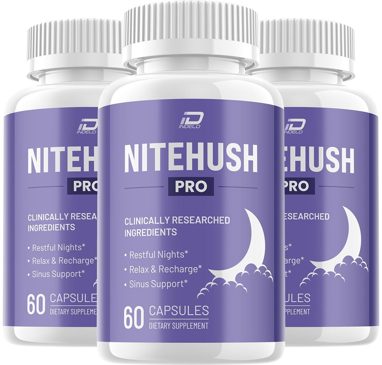 Indelo NiteHush Pro Brain Supplement Capsules, 180 Capsules