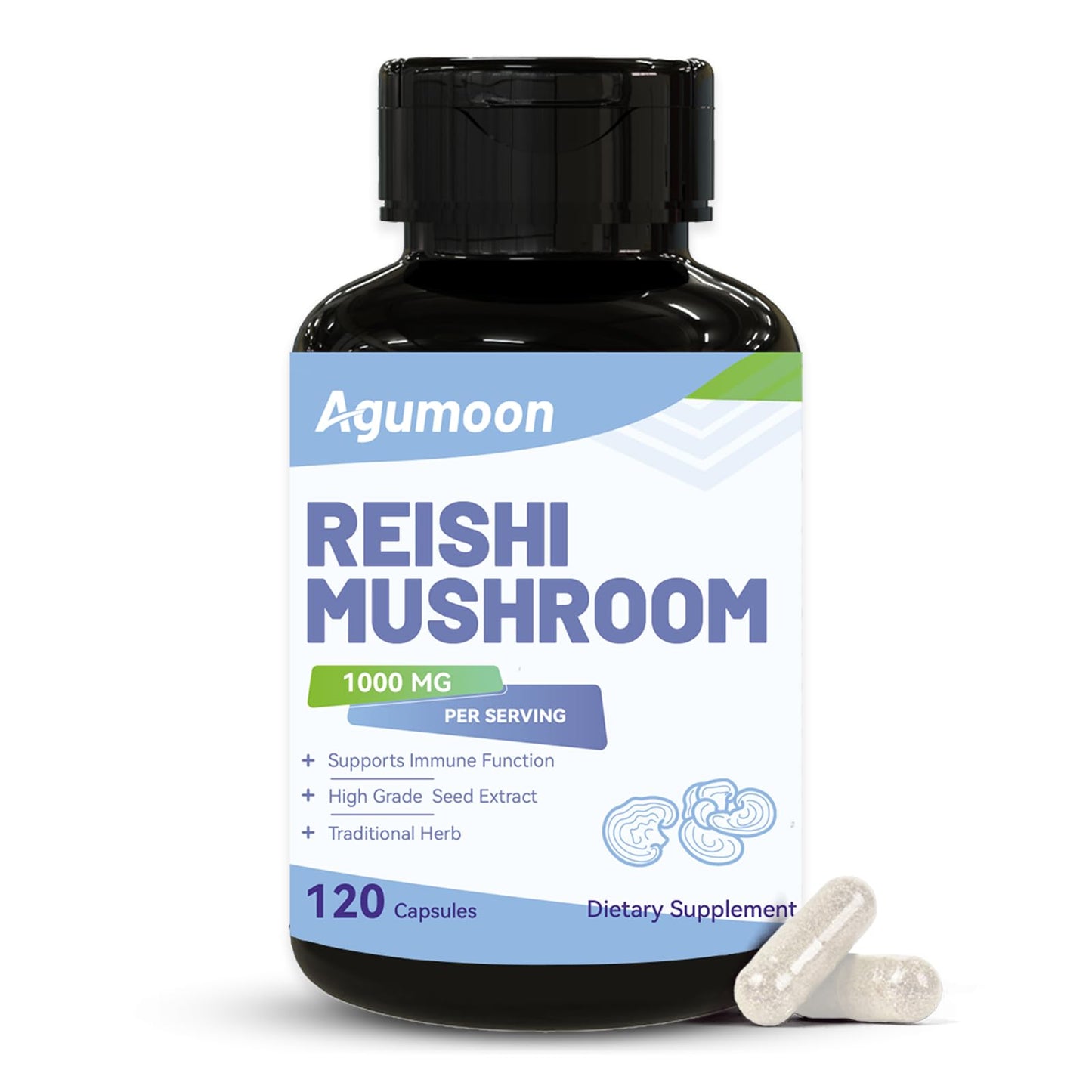 Agumoon Reishi Mushroom Capsules, 120 Capsules