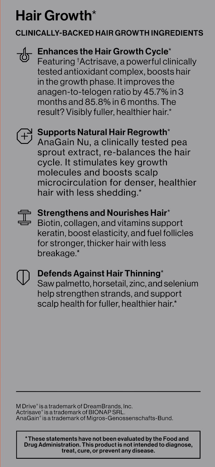 Mdrive Men's Hair Growth Complex Biotin Saw Palmetto Capsules, 120 Count