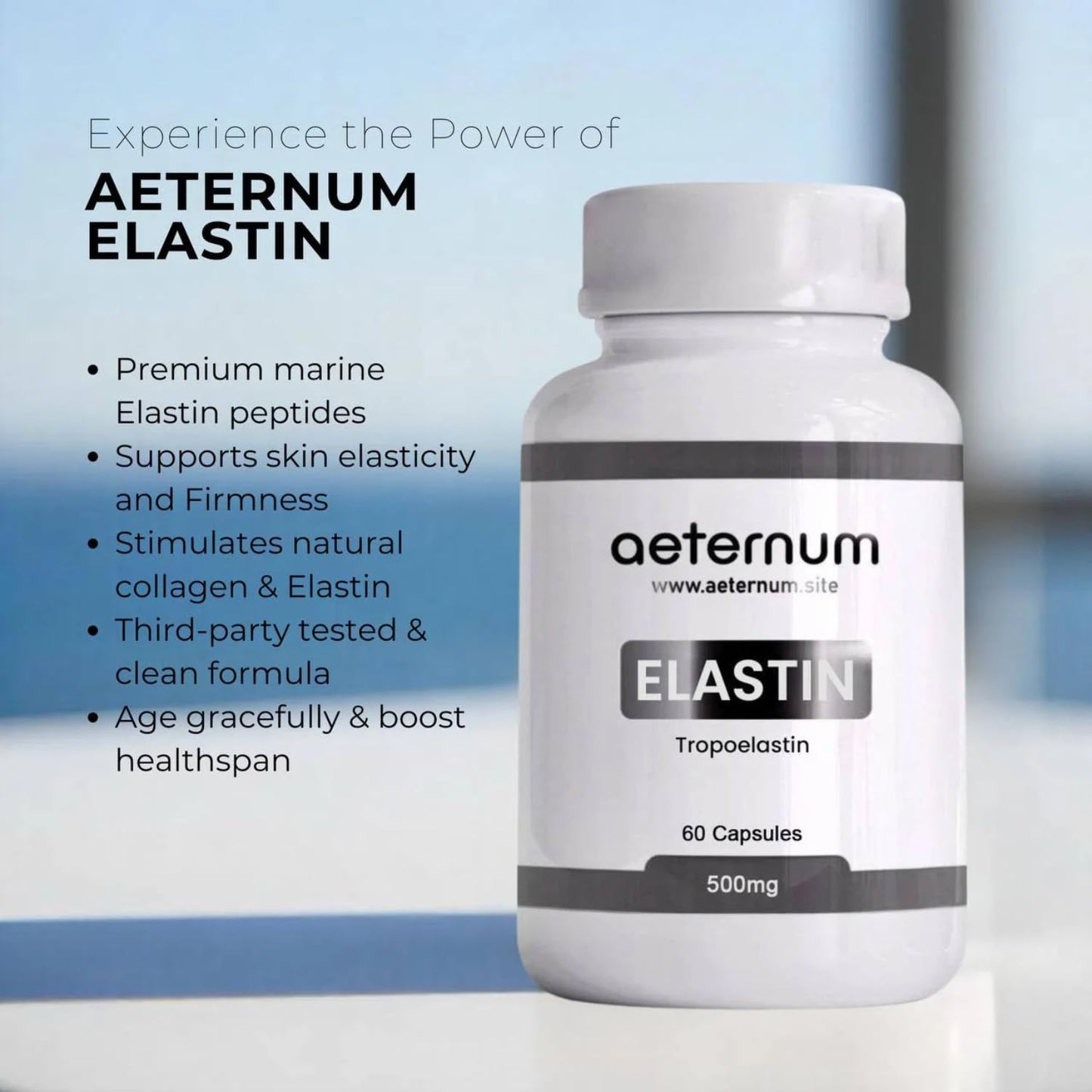 aeternum Elastin Supplement 500mg Capsule, 180 Capsules