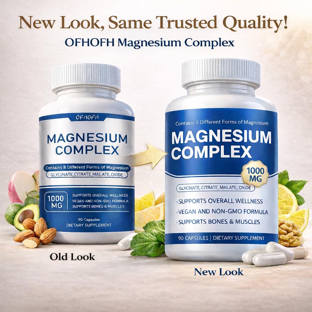 OFHOFH Magnesium Complex Supplement 8 Elemental Magnesium Glycinate, Citrate, Malate, Oxide Capsule 90 Count