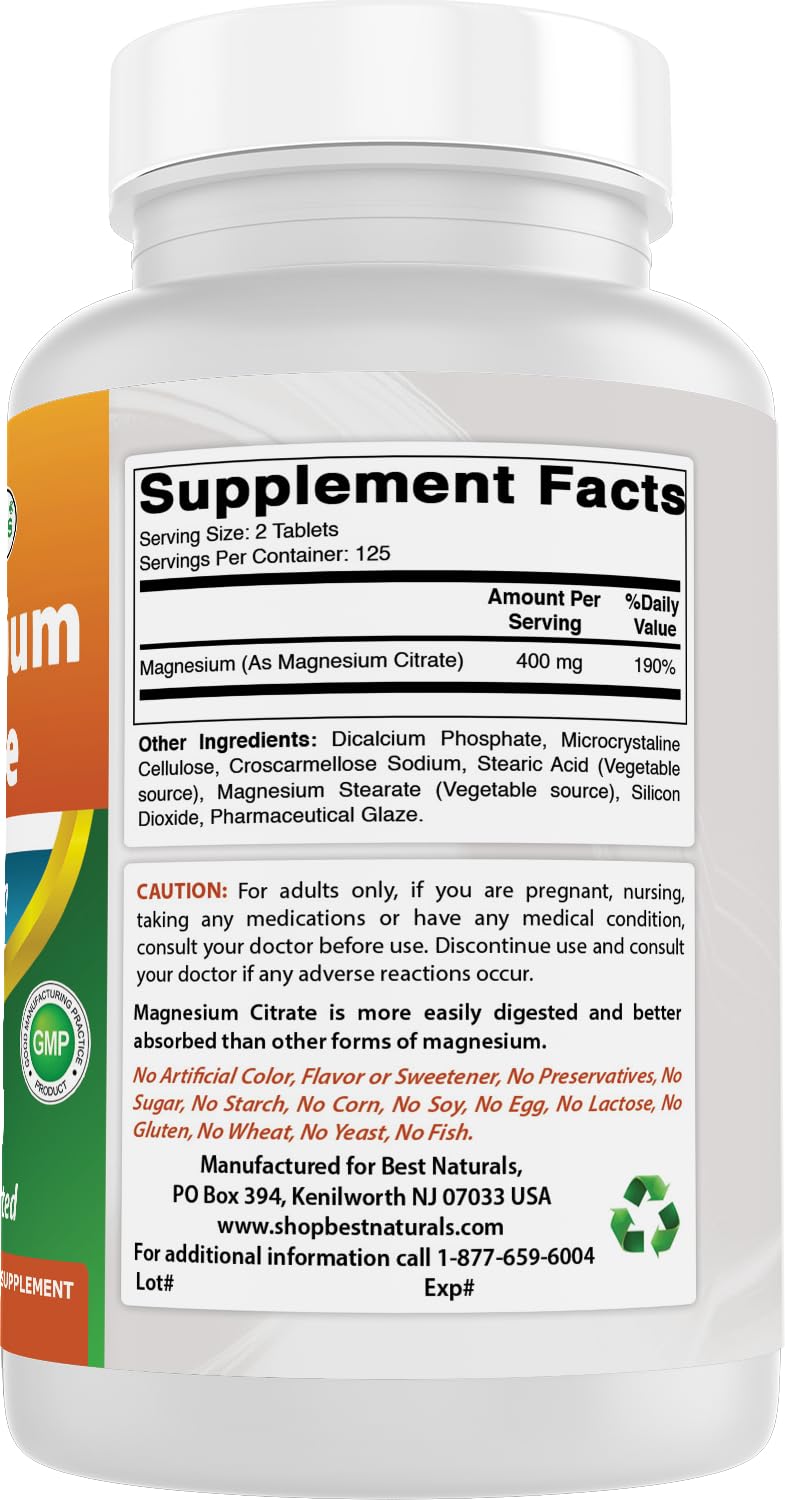 Best Naturals Magnesium Citrate Tablets 250