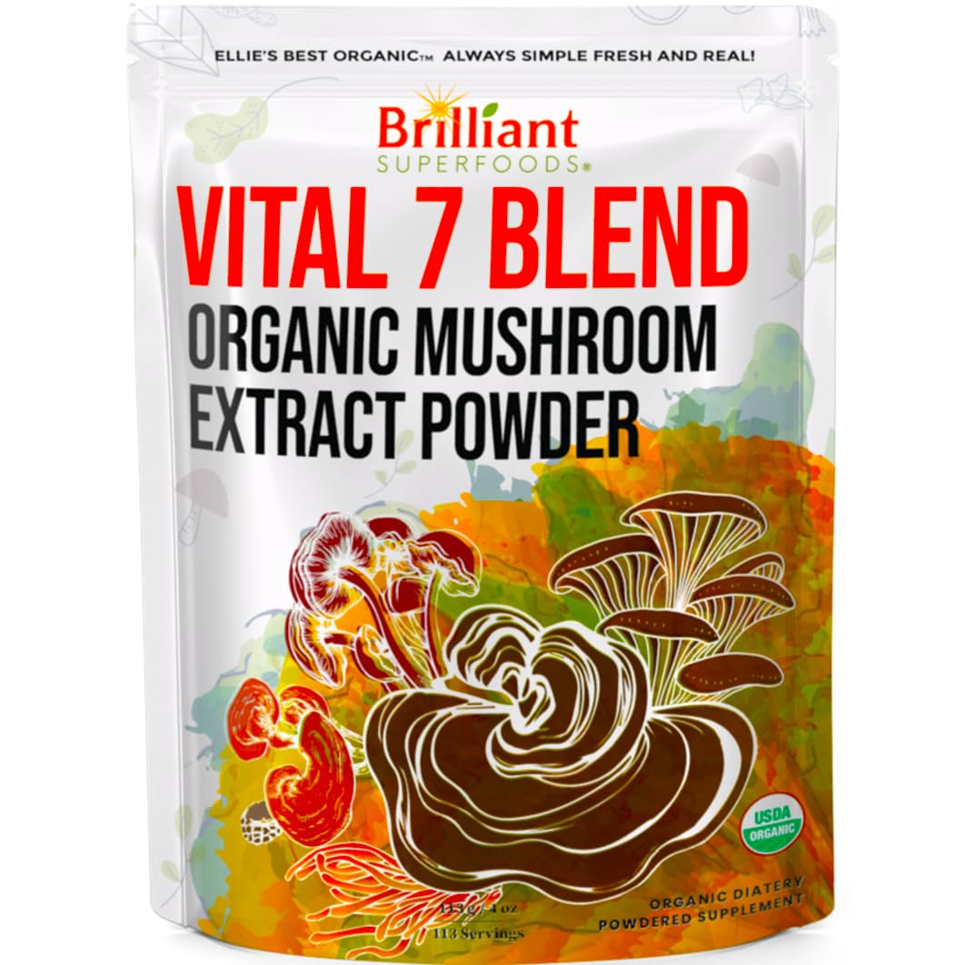 Ellie's Best 7 Mushroom Powder Extract Blend Supplement Organic 4oz