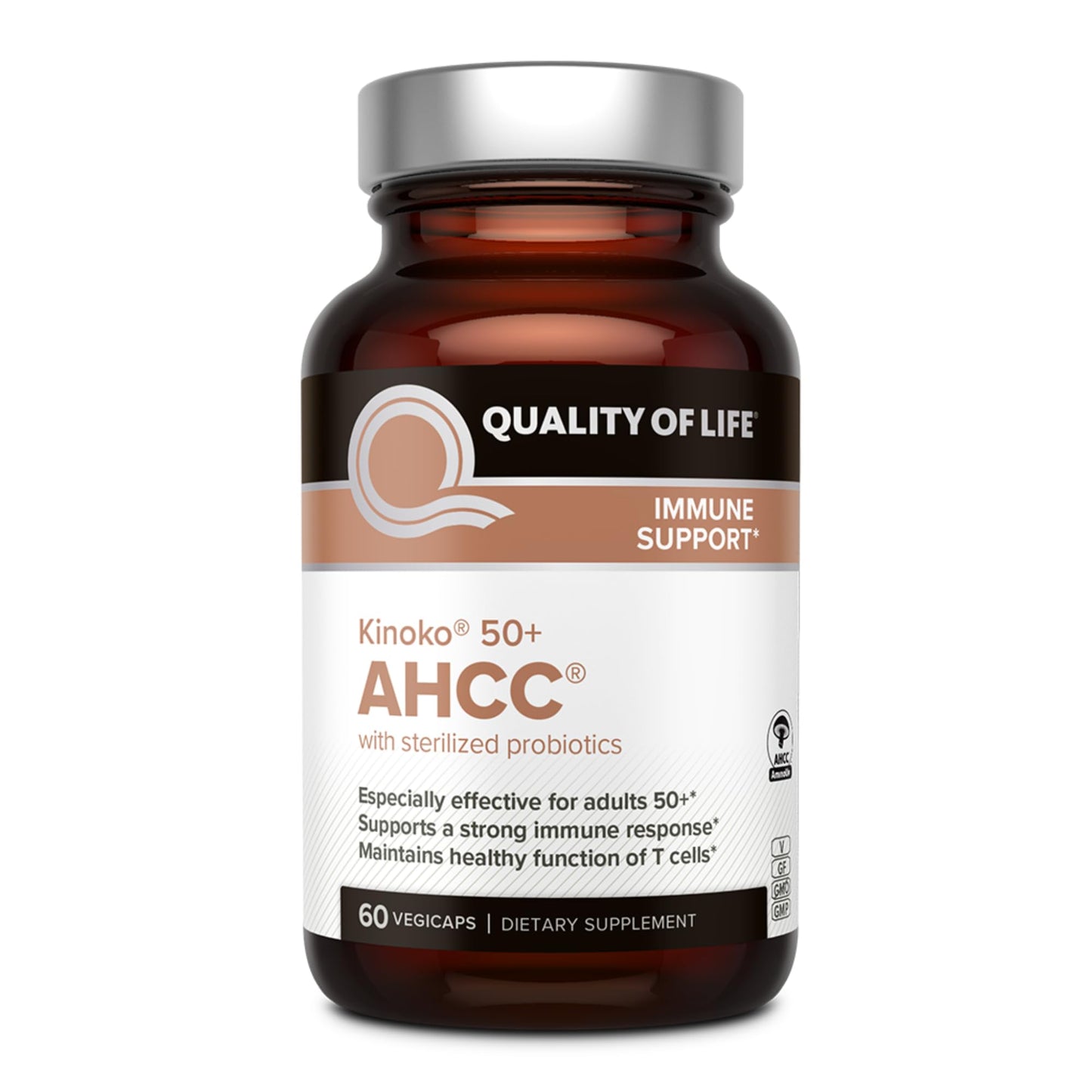 Quality of Life AHCC 50+ Featuring AHCC and Lac-Shield for Immune Support Capsule 60 Count