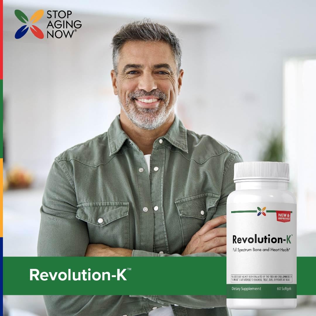 Stop Aging Now Revolution-K Vitamin K1 Supplement with Vitamin A, D, & K 60 Softgels