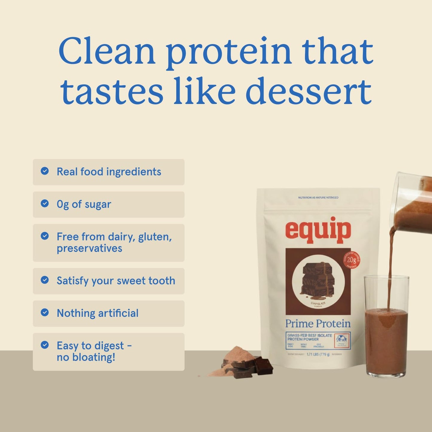 Equip Prime Grass-Fed Beef Protein Isolate Powder, 30 Servings