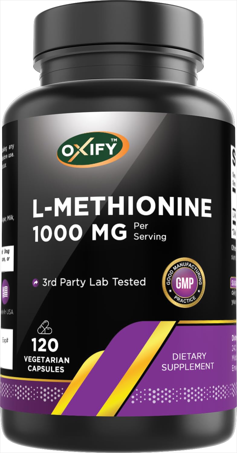 Oxify L-Methionine 1000 mg Capsules 120 Count