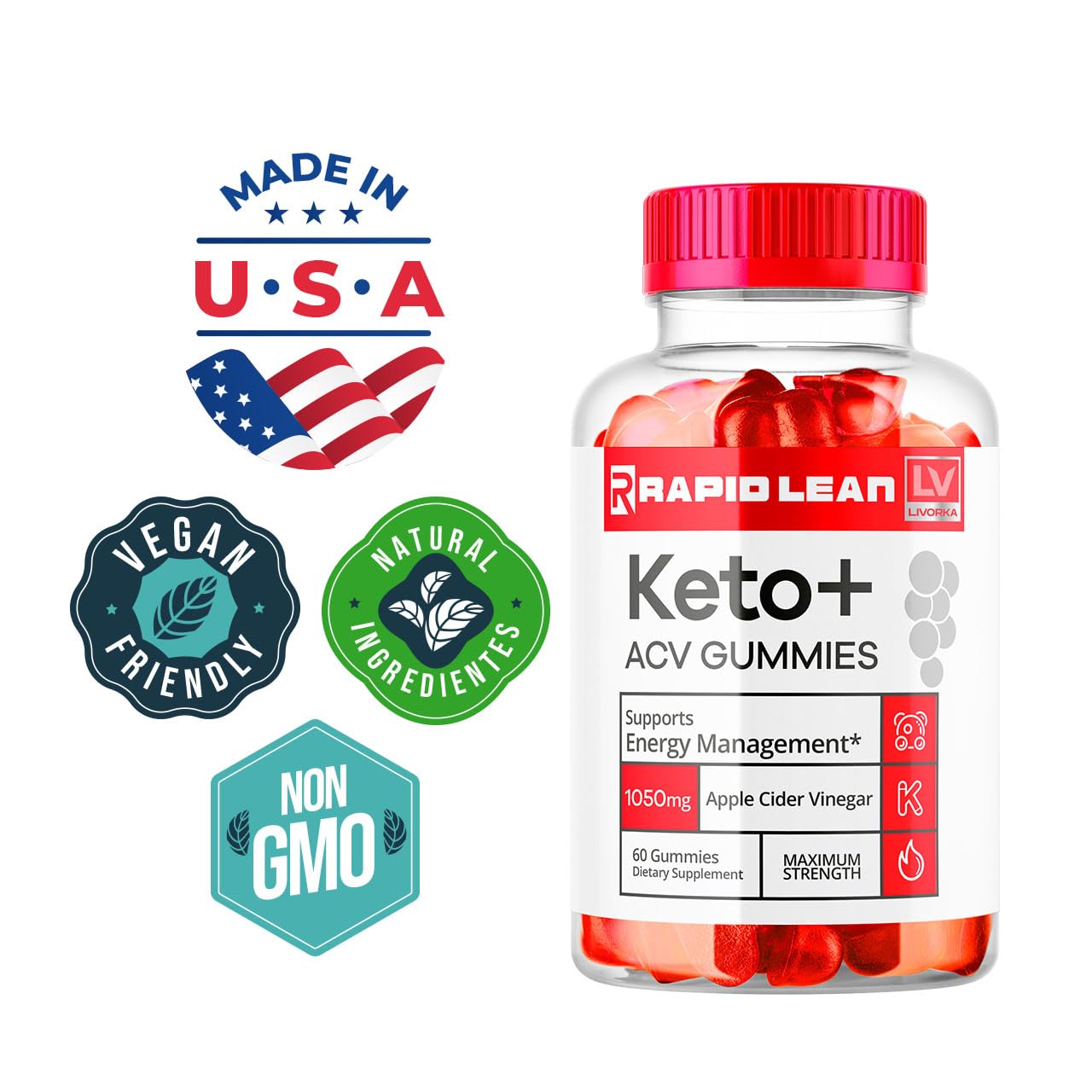 LIVORKA Rapid Lean Keto ACV Gummies, 60 Gummies