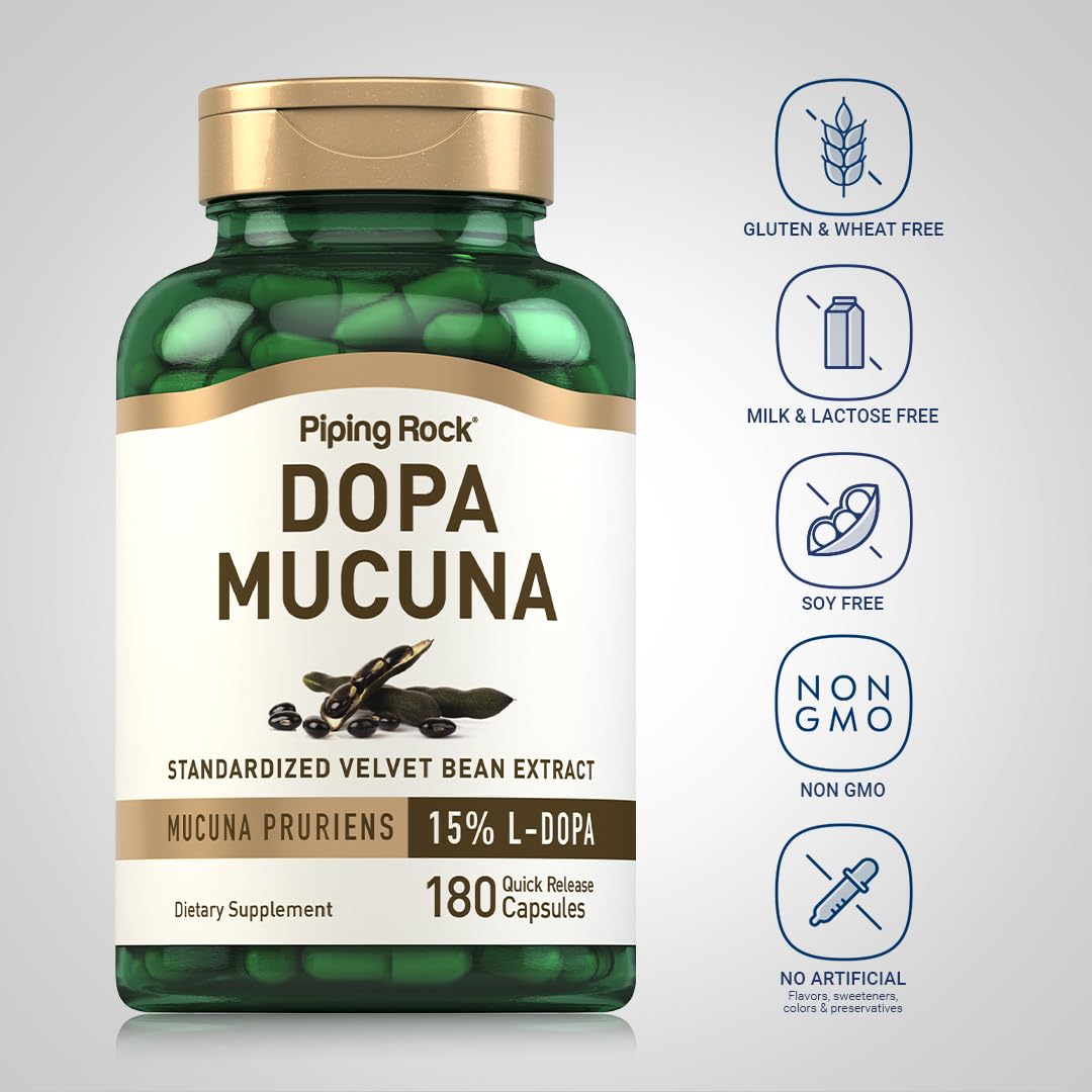 Piping Rock DOPA Mucuna Capsule, 180 Count