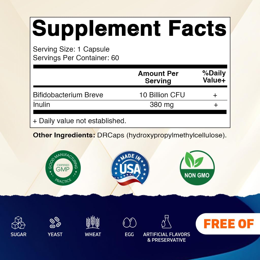 Vitamatic Bifidobacterium Breve 10B per DR Capsule, 60 Count