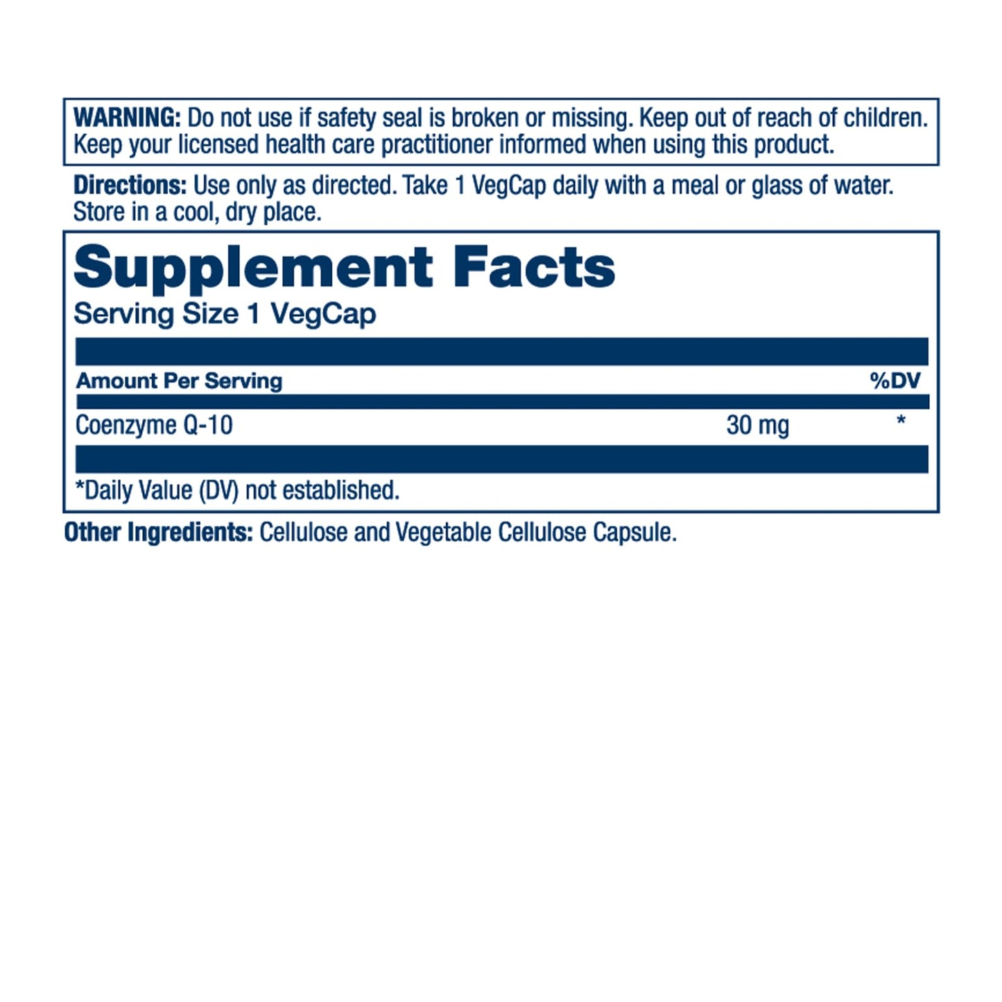 Solaray Pure CoQ-10 30 mg Capsule, 60 VegCaps