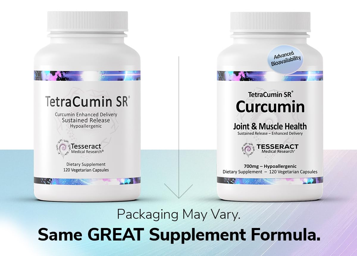 Tesseract Medical Research TetraCumin SR Turmeric Curcumin Supplement Capsules, 120 Count