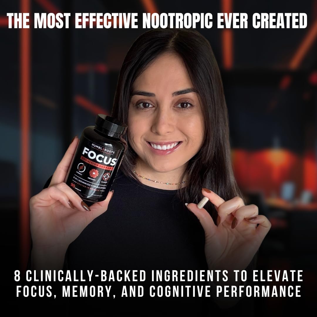 HUMBLEROOTS PERFORMANCE Advanced Focus Nootropic Brain Supplement Capsules, 90 Count