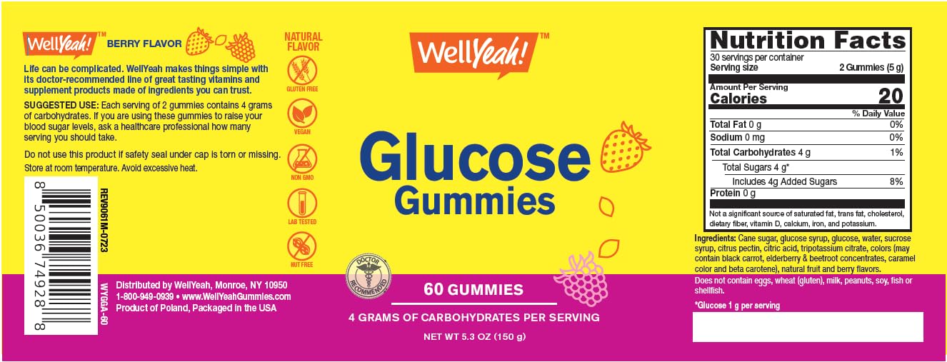 WellYeah Glucose Gummies Gummy 60 Count