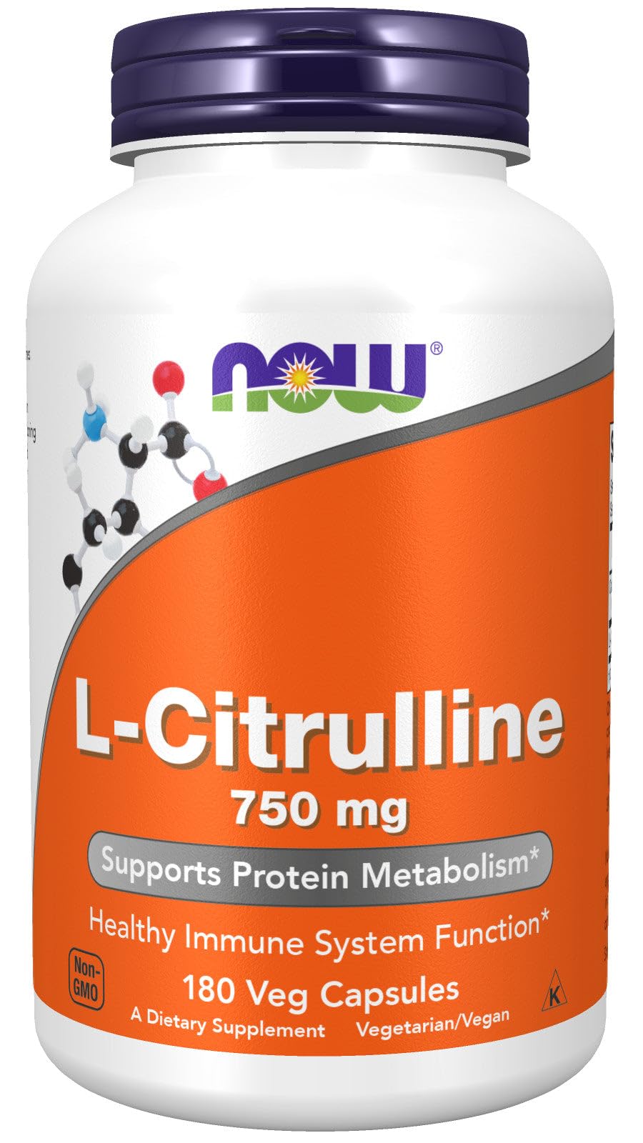 NOW Foods L-Citrulline 750 mg Capsule, 180 Capsules