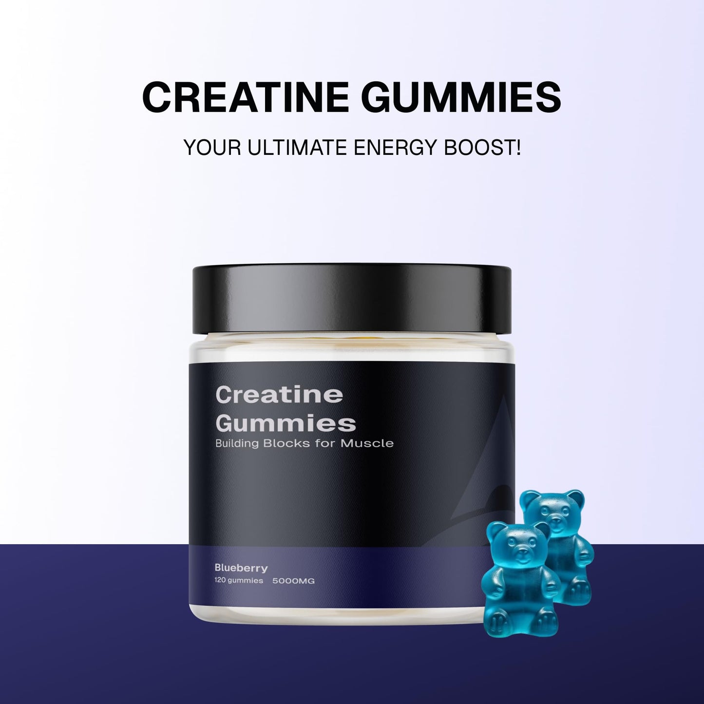 Generic Creatine Monohydrate Gummies Sugar-Free Blueberry Flavor, 120 Gummies