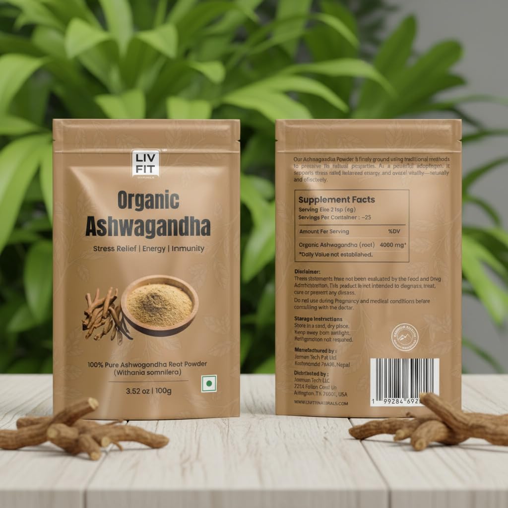 LIV FIT NATURALS Himalayan Ashwagandha Powder 3.5 Ounce