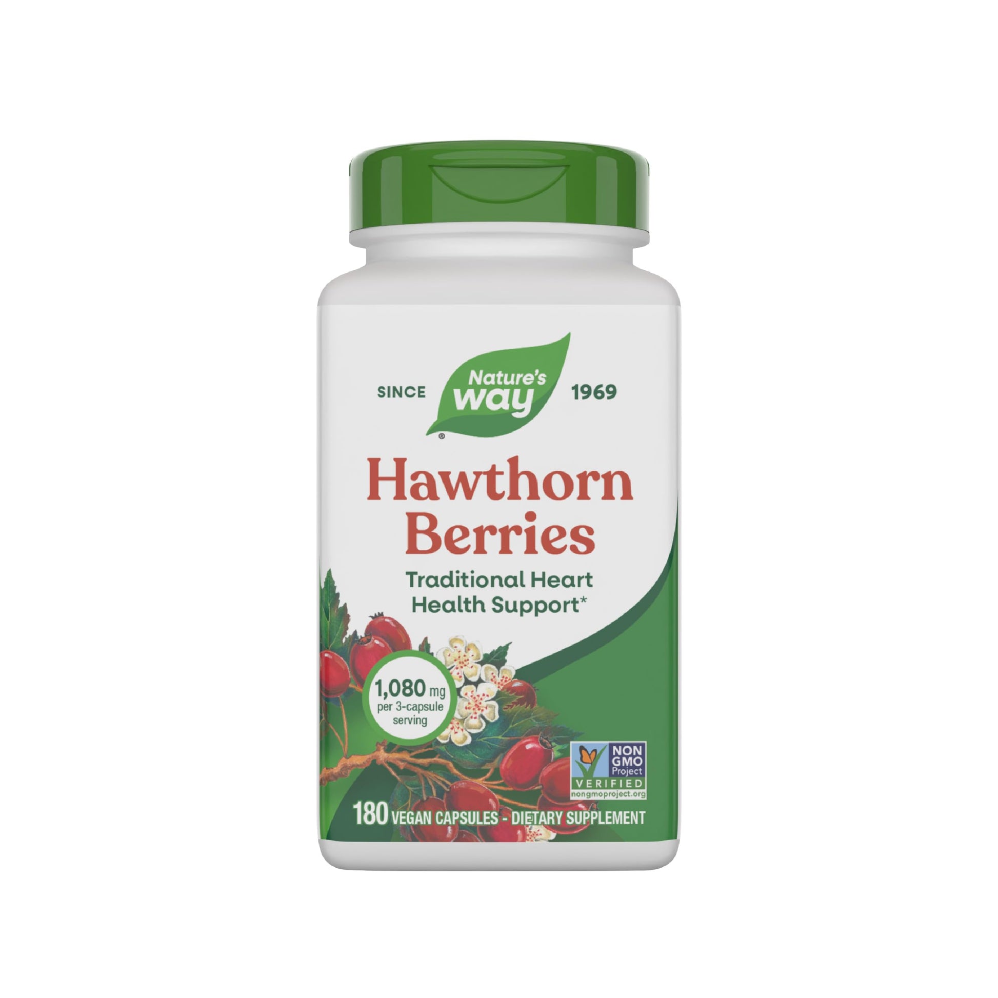 Nature's Way Premium Herbal Hawthorn Berries Capsule, 180 Count