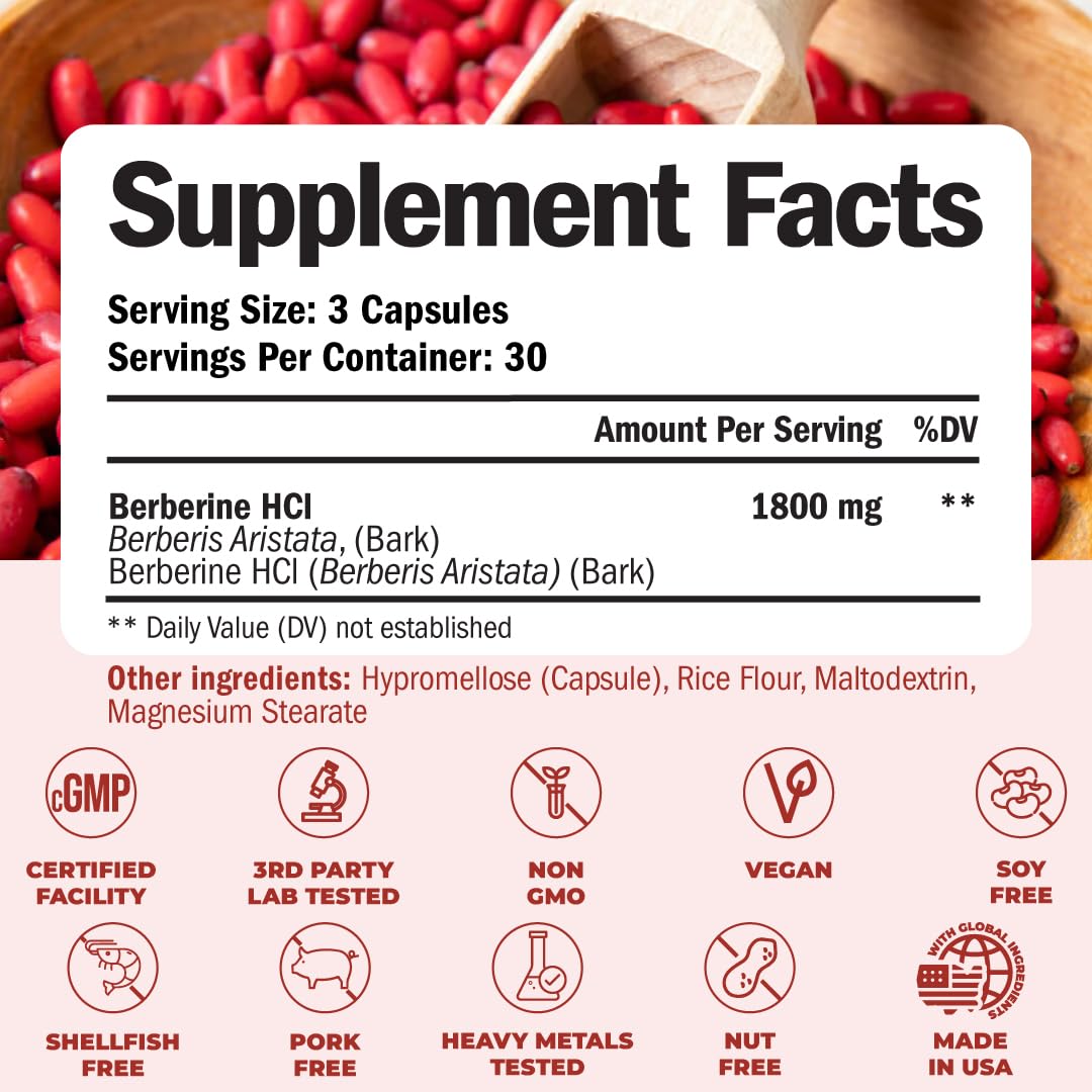 Vimerson Health Berberine Supplement 1800mg Capsule 90 Count