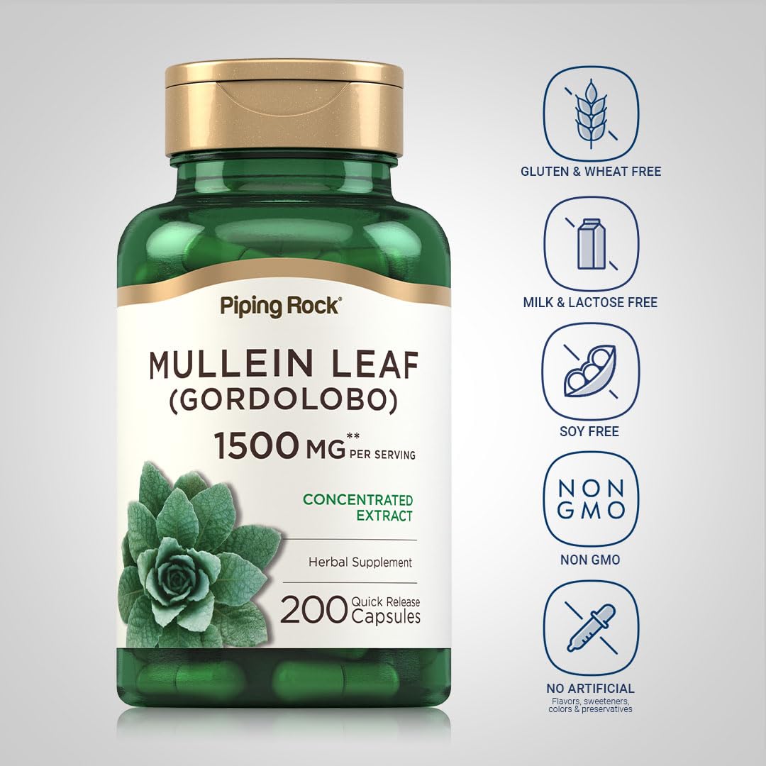 Piping Rock Mullein Leaf Extract Capsules 200 Count
