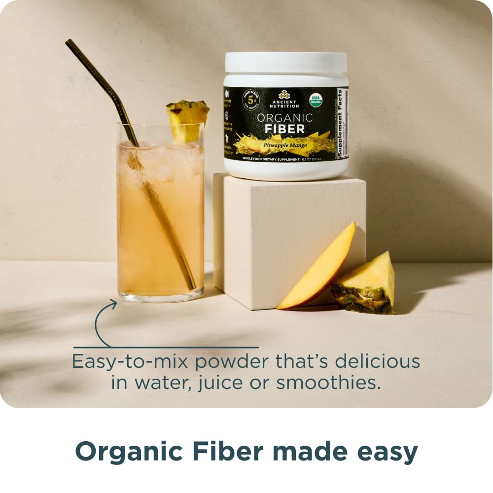 Ancient Nutrition Organic Acacia Fiber Powder, Pineapple Mango 6.7 Ounce