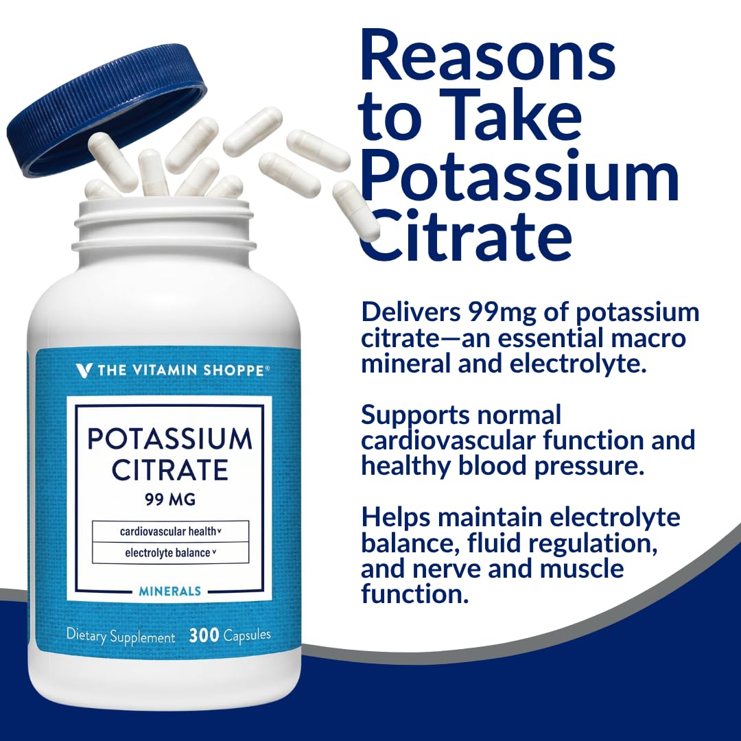 The Vitamin Shoppe Potassium Citrate 99 mg Capsules, 300 Count