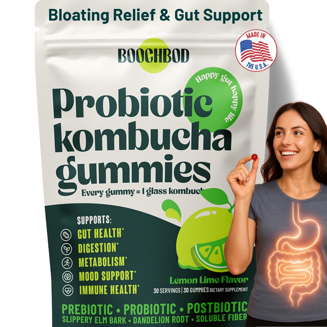 BoochBod Probiotic Kombucha Gummy, 30 Gummies