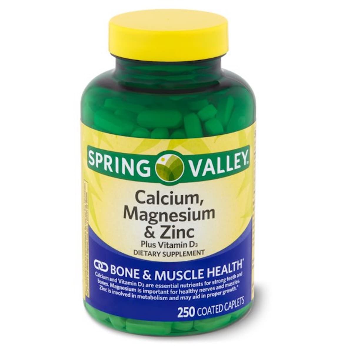 Spring Valley Calcium Magnesium and Zinc, Plus Vitamin D3 Caplets 250