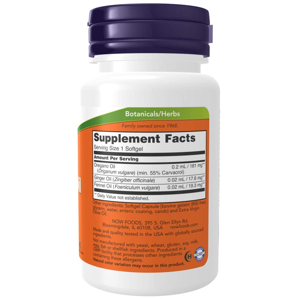 NOW Foods Oregano Oil Enteric Coated Softgels 180 Count
