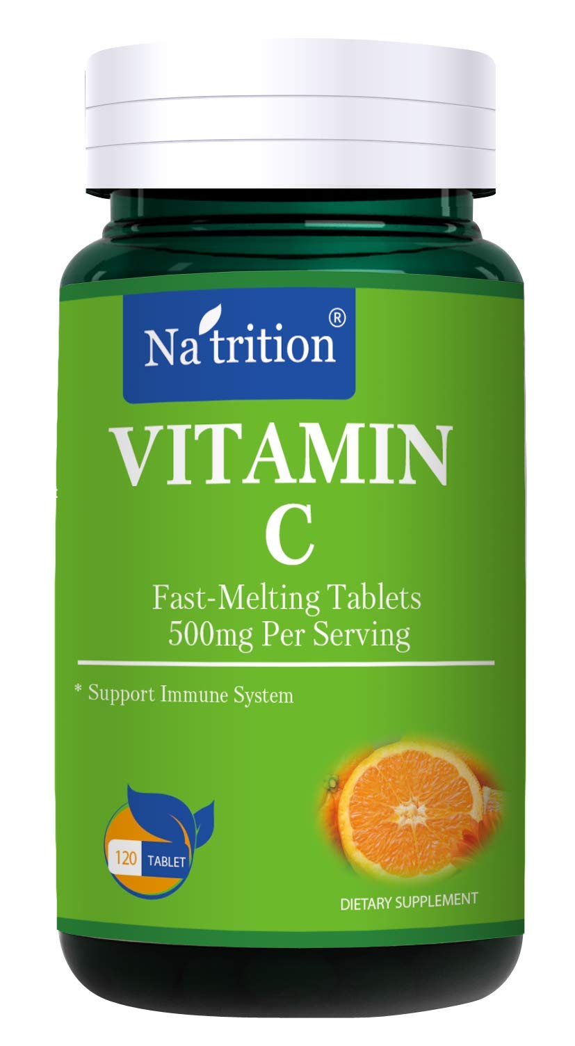 Na'trition Vitamin C + Zinc Complex 500 mg Immune System Booster, High Absorption, Non-GMO, Gluten Free, 120 Tablets