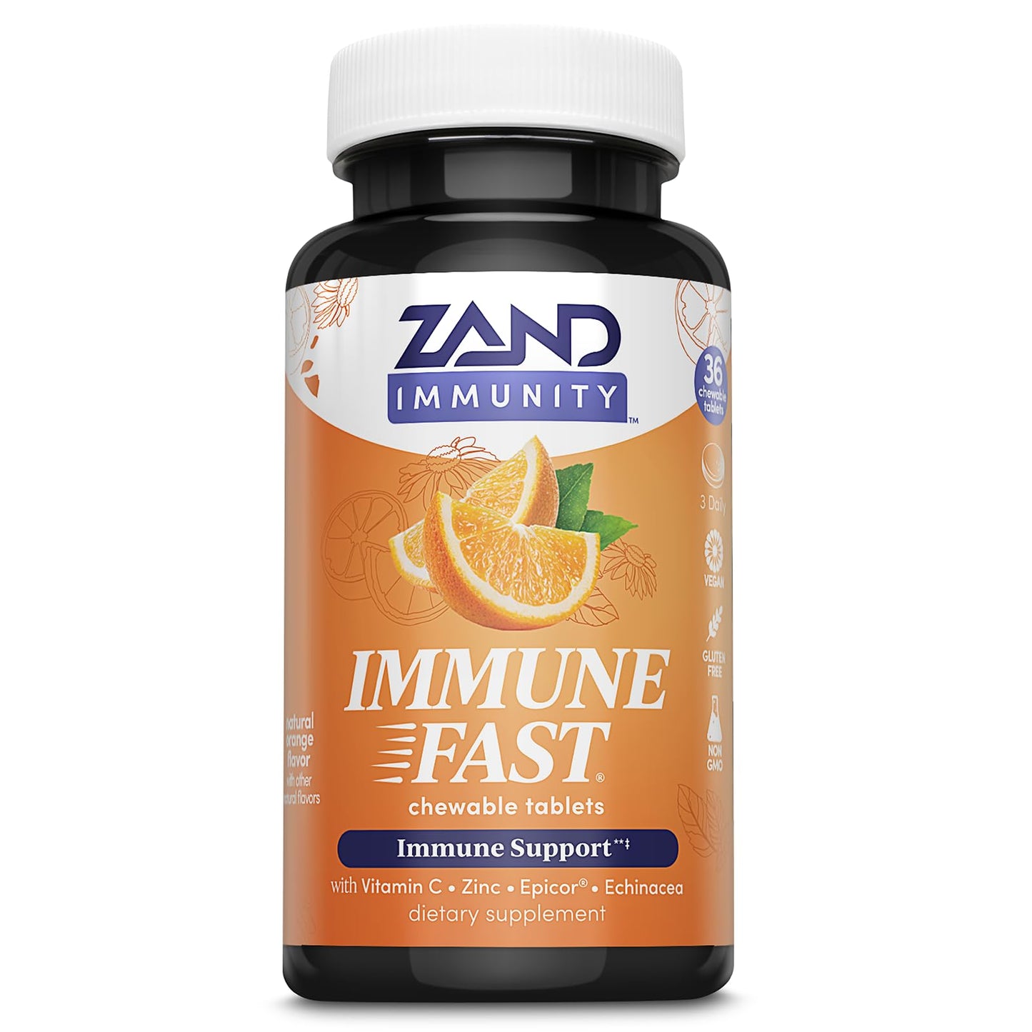 ZAND Immunity Fast Zesty Orange Chewables Powder, 36 Count