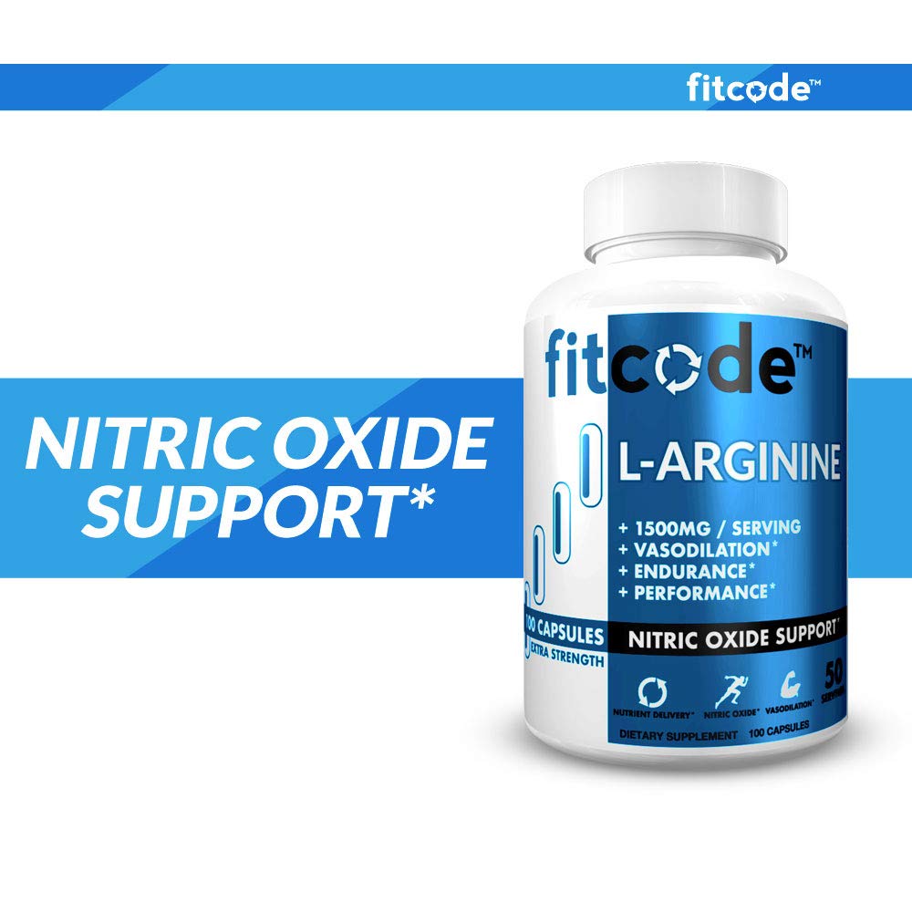 fitcode L-Arginine HCl 1500mg Capsule, 100 Count