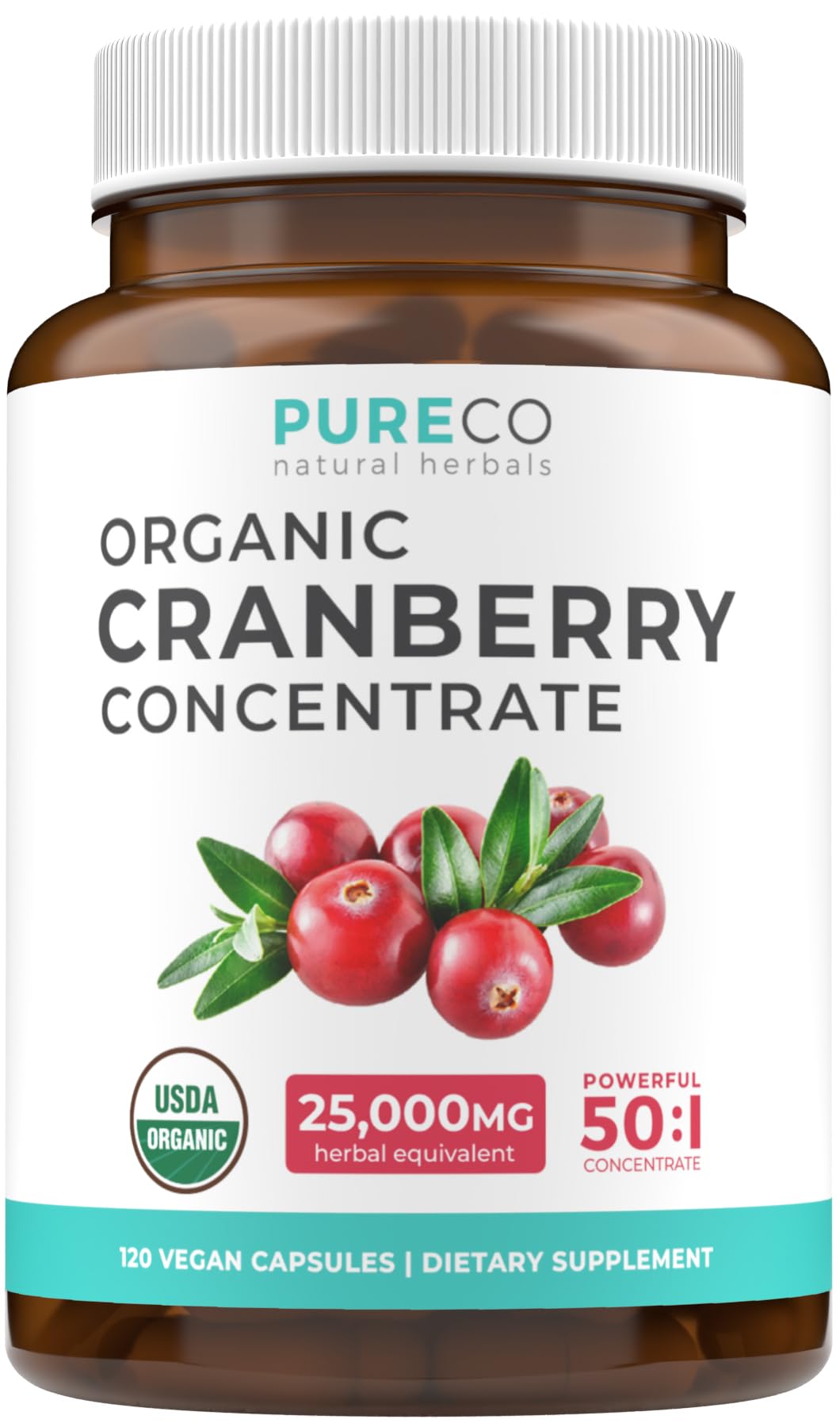 PURE CO Organic Cranberry Pills 120 Capsules