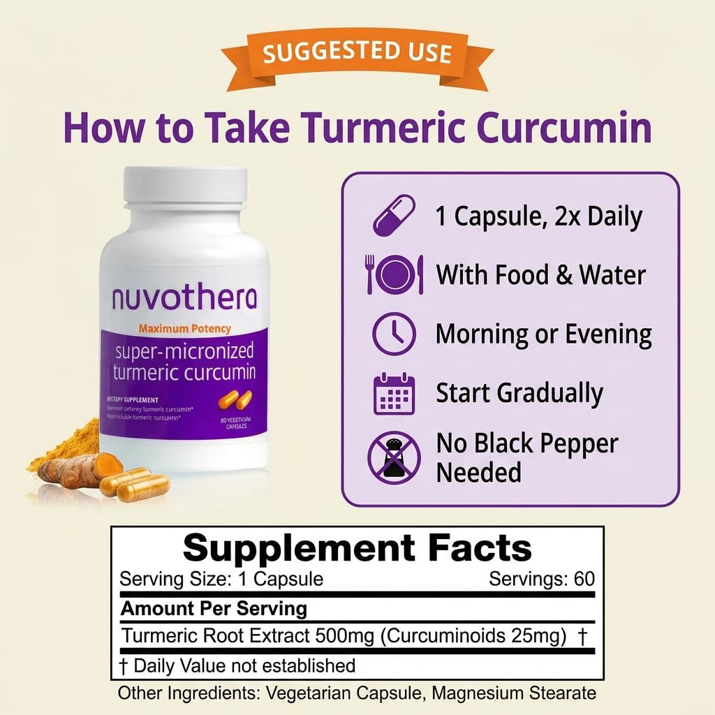 Nuvothera Super-Micronized Turmeric Curcumin Capsules 120 Count