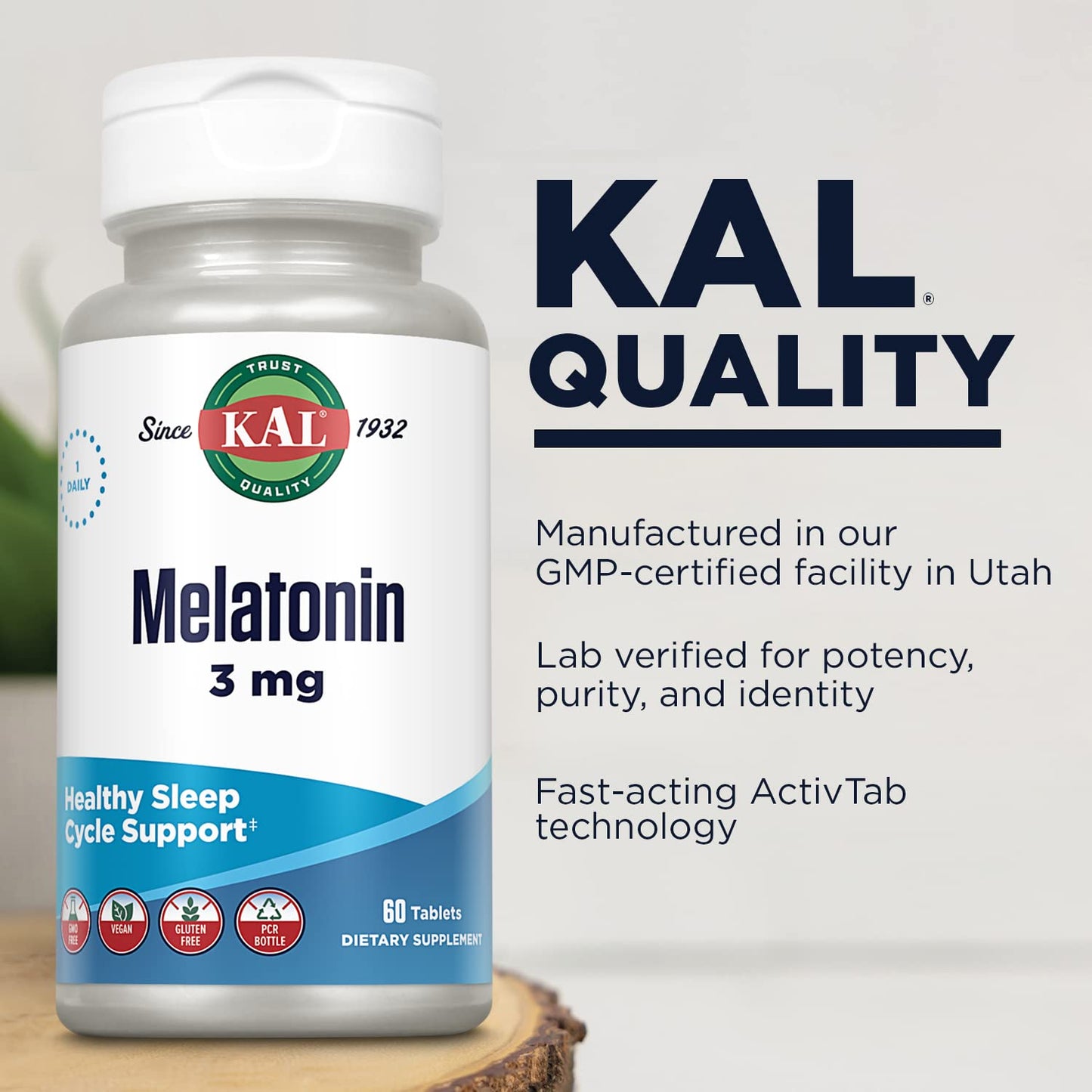 KAL Melatonin 3mg Sleep Aid Tablets, 60 Count