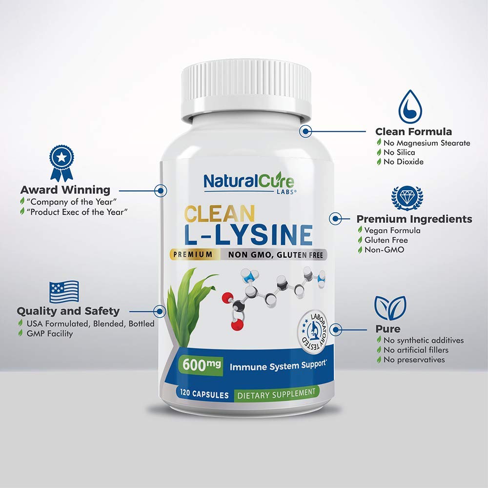 Natural Cure Labs Extra Strength Monolaurin 800mg + Clean L-Lysine 600mg Capsules Bundle